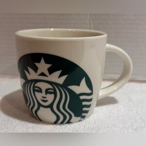 Starbucks 2000 1714 ounce large green mermaid logo white barrel mug